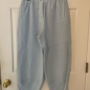 Poetry Blue Linen Cropped Pants size 8
